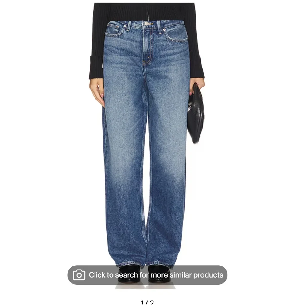 GOOD AMERICAN Good Barrel Relaxed Standard Fit Jeans Women's Size 2 Indigo Denim - Picture 1 of 9